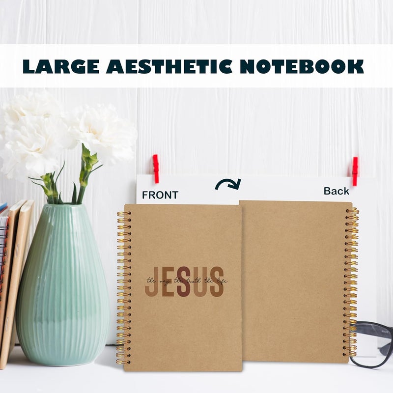 BearCake Boho Christian Notebook Journal, Christian Gifts for Women, Bible Notebooks for Note Taking, Bible Journaling Notebook, Jesus the Way the Truth the Life Hardcover Spiral Notebook 5.5x8.3 kraft paper - Image 4